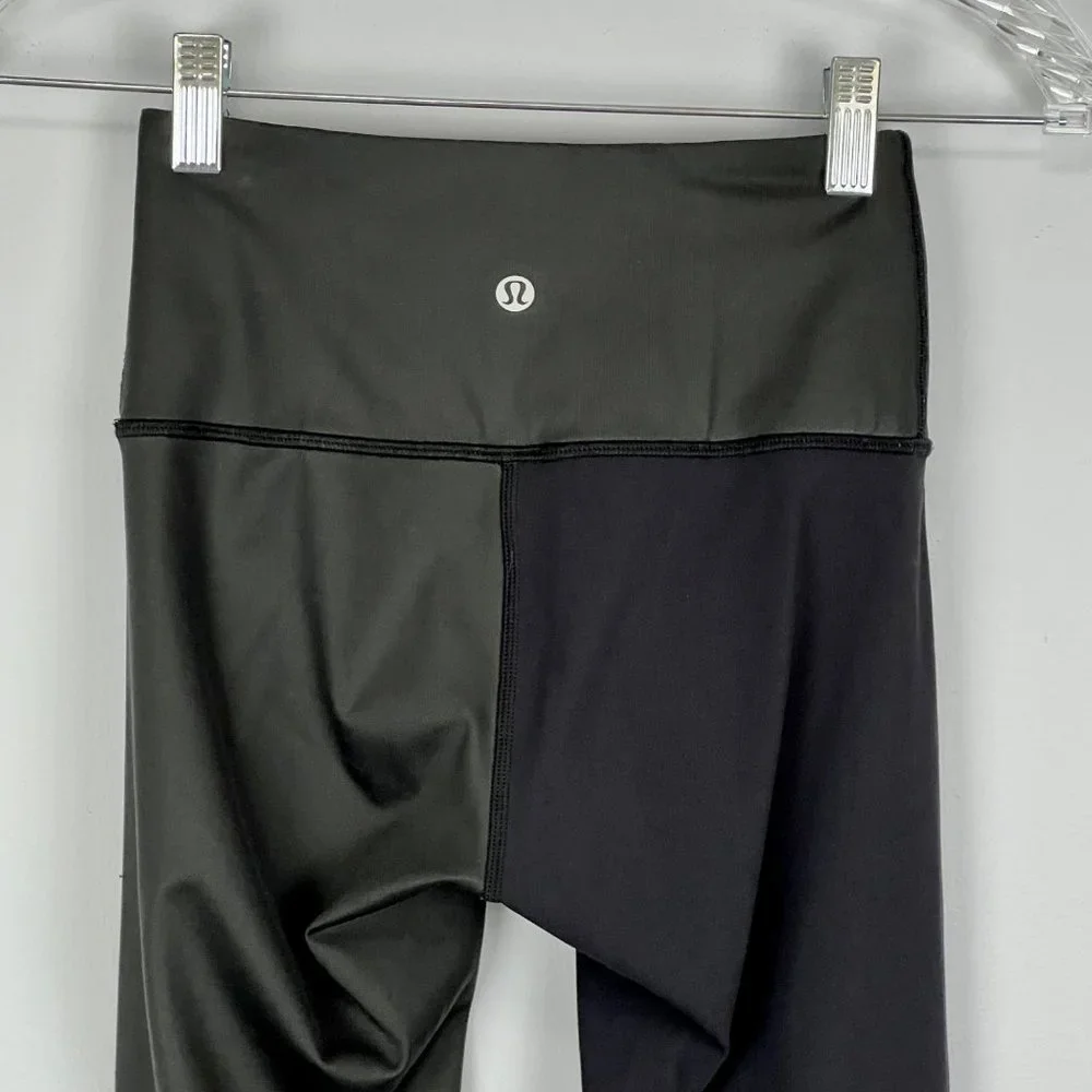 Lululemon Wunder Under High Rise Pants Cire Wrap Black Tights Leggings size 2